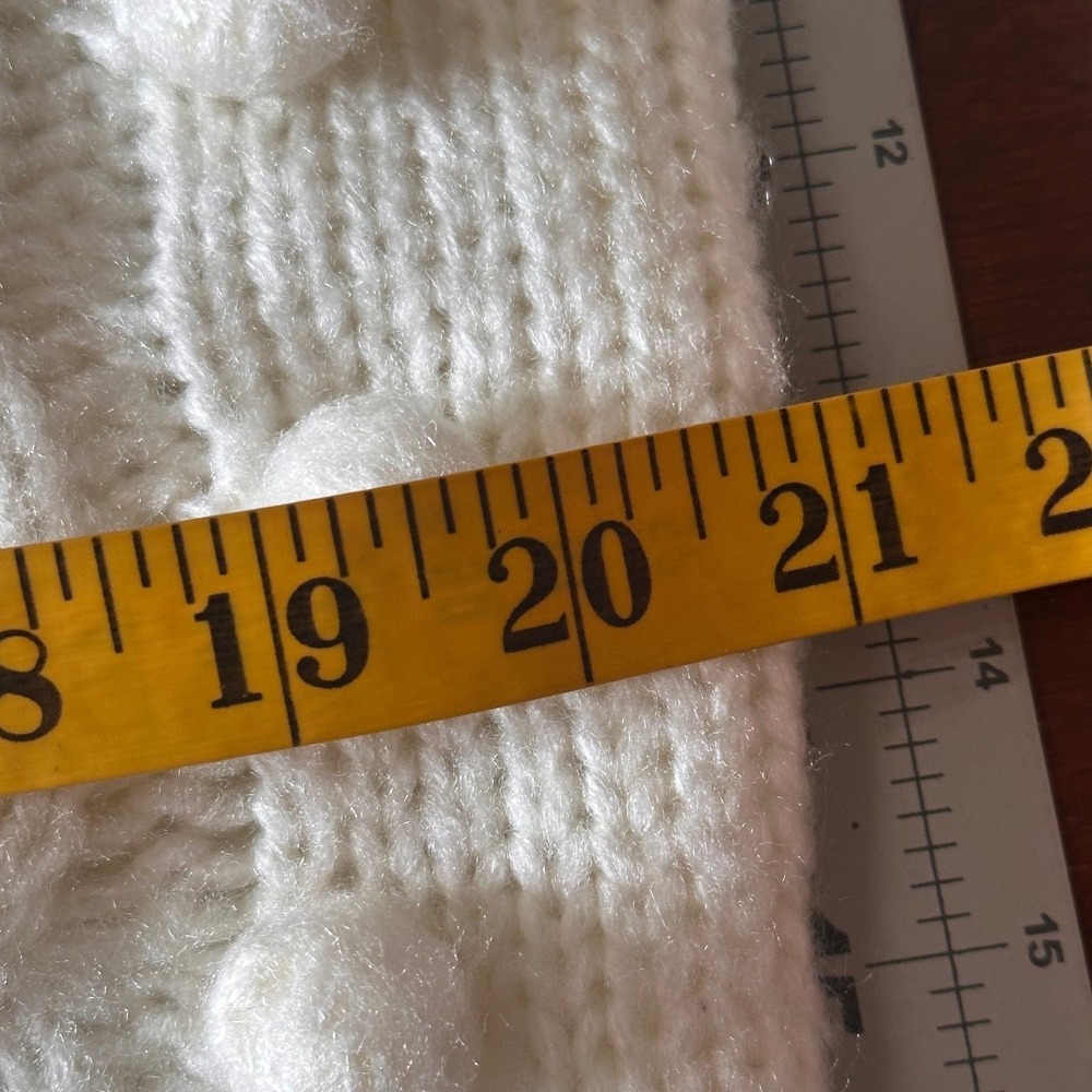 Farm Rio NWT SZMED Chunky Cable Knit PomPom Sweater Dress Cream Convertible Neck - Picture 15 of 16